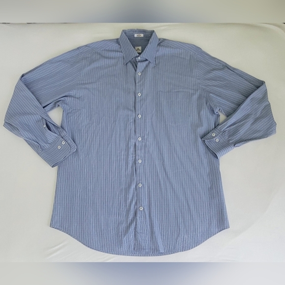 PETER MILLAR Blue Tattersall Men's Button Down Dress Shirt 100% Cotton Large - Picture 2 of 8